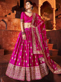 Beautiful Hot Pink Sequins Silk Wedding Lehenga Choli With Dupatta