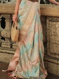 
Excellent Multi-Color Zari Weaving Satin Saree With Blouse
