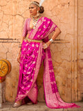 Adorable Rani Pink Zari Weaving Georgette Festival Wear Saree