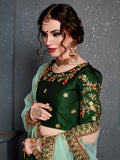 Stunning Green Zari Embroidered Silk Lehenga Choli With Dupatta