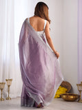 Captivating Lavender Swarovski Work Organza Party Wear Saree