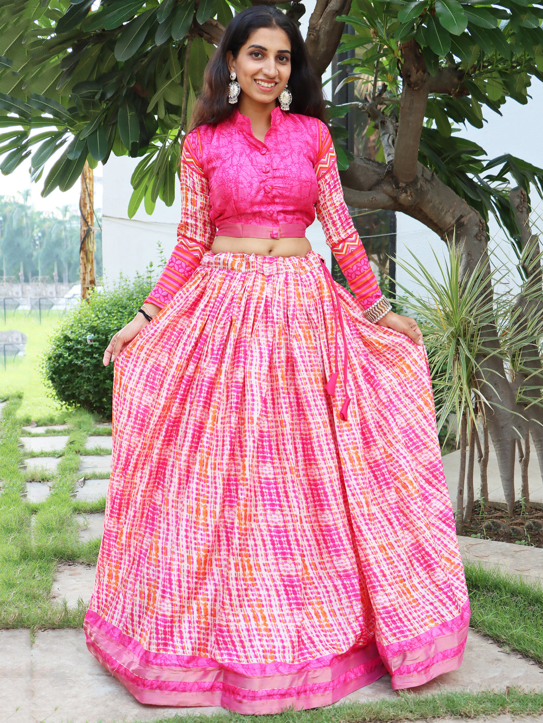 Marvelous Pink Digital Printed Tussar Silk Festival Wear Lehenga Choli