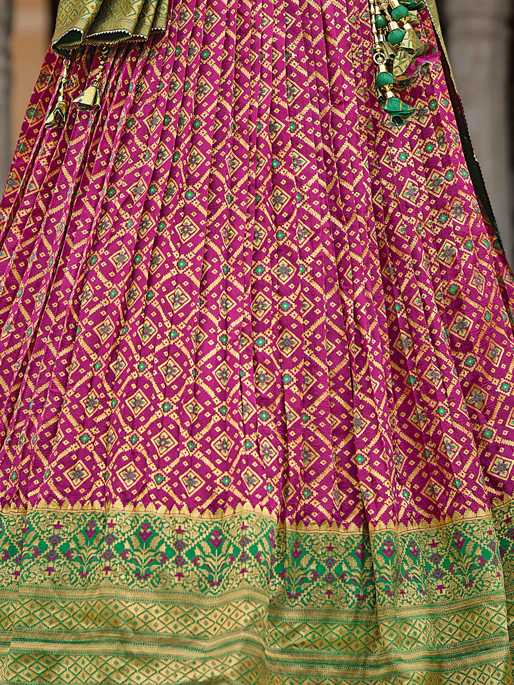 Ravishing Purple Bandhani Print Silk Wedding Wear Lehenga Choli